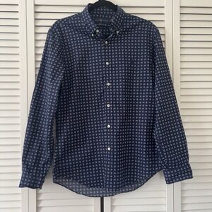 Polo Ralph Lauren Slim Fit Cotton Stretch Long Sleeve Navy Rain Drops Size M